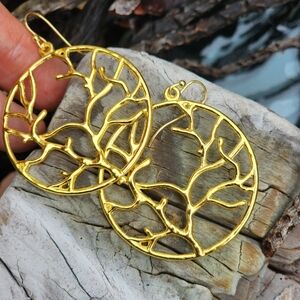 Johnny Was Teresa Tree Boho Jewelry Lightweight 14k Gold Plated Earrings